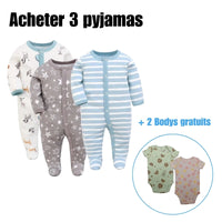 Pyjama Barboteuse-bébé LUXE™⎮3 pièces,manches longues doux et confortable. Wol.Bos