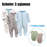 Pyjama Barboteuse-bébé LUXE™⎮3 pièces,manches longues doux et confortable. Wol.Bos