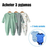 Pyjama bébé DODY™⎮3 pièces,manches longues doux et confortable. Wol.Bos