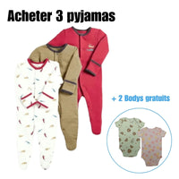 Pyjama Barboteuse-bébé LUXE™⎮3 pièces,manches longues doux et confortable. Wol.Bos