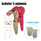 Pyjama Barboteuse-bébé LUXE™⎮3 pièces,manches longues doux et confortable. Wol.Bos