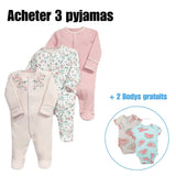 Pyjama Barboteuse-bébé LUXE™⎮3 pièces,manches longues doux et confortable. Wol.Bos