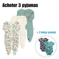 Pyjama Barboteuse-bébé LUXE™⎮3 pièces,manches longues doux et confortable. Wol.Bos