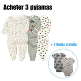Pyjama Barboteuse-bébé LUXE™⎮3 pièces,manches longues doux et confortable. Wol.Bos