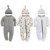 Barboteuse Pyjama plus chapeau LUCA™⎮Lot de 3 Pyjamas 100% coton - unisexe manche longue - Wol Bos