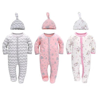 Barboteuse Pyjama plus chapeau LUCA™⎮Lot de 3 Pyjamas 100% coton - unisexe manche longue - Wol Bos