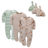 Barboteuse Pyjama plus chapeau LUCA™⎮Lot de 3 Pyjamas 100% coton - unisexe manche longue - Wol Bos