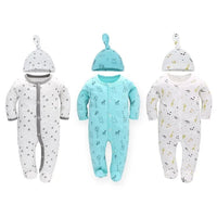 Barboteuse Pyjama plus chapeau LUCA™⎮Lot de 3 Pyjamas 100% coton - unisexe manche longue - Wol Bos