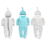 Barboteuse Pyjama plus chapeau LUCA™⎮Lot de 3 Pyjamas 100% coton - unisexe manche longue - Wol Bos